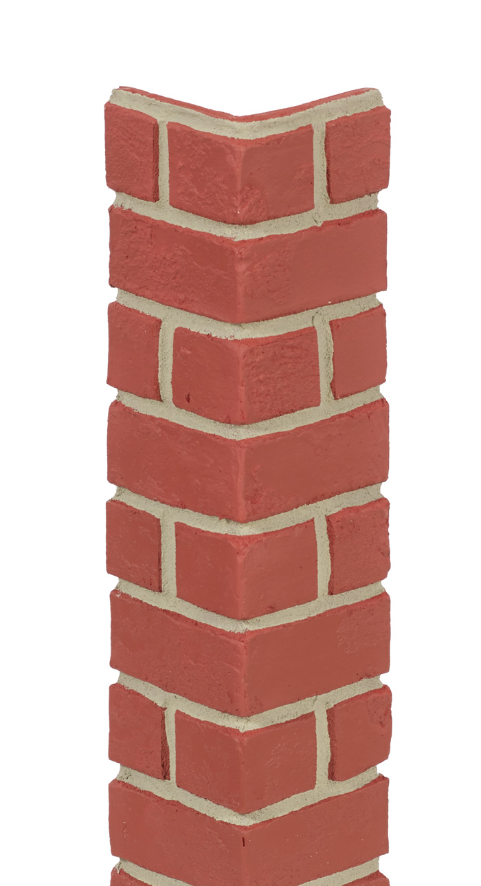 Brick Rustic Corner - Red Gray Grout